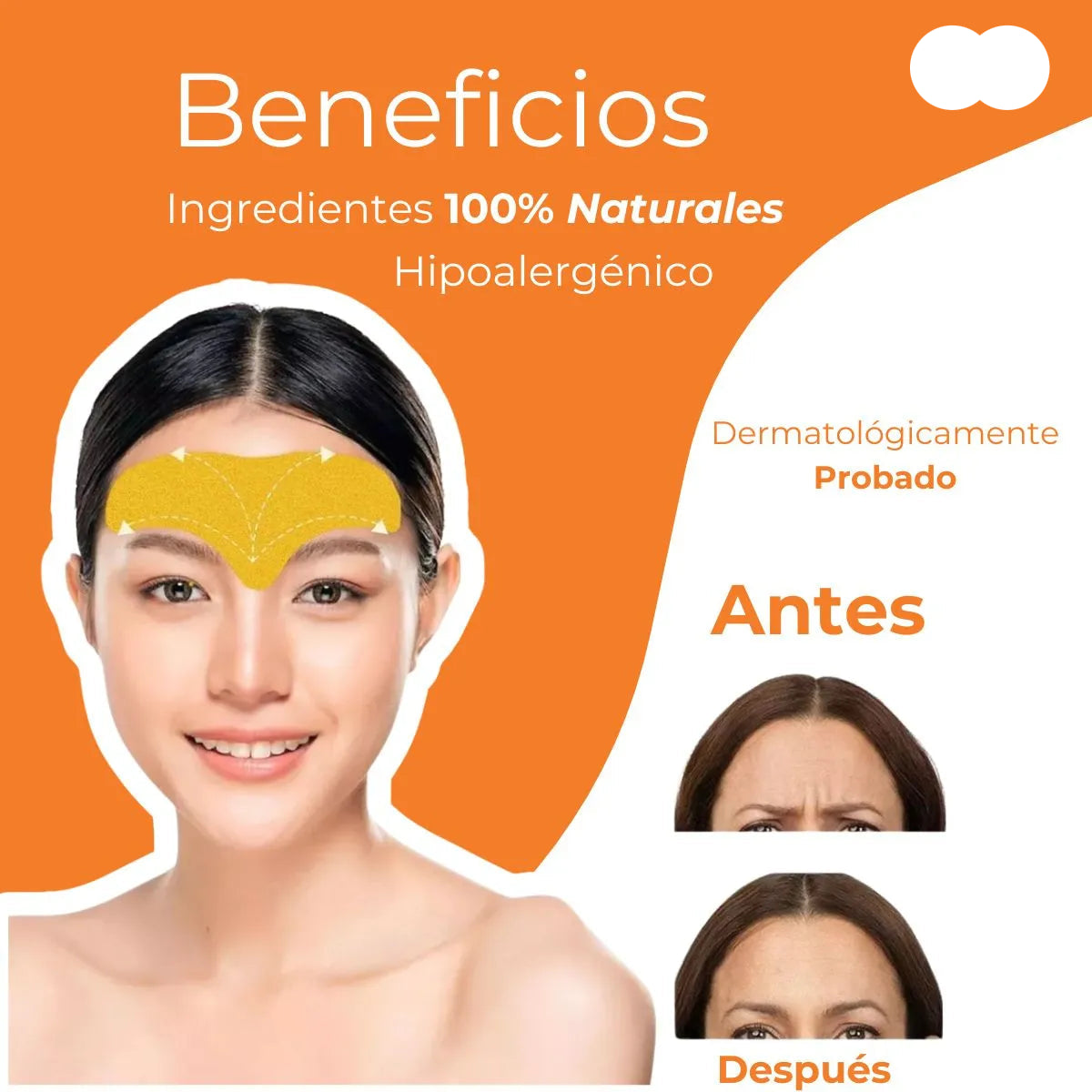 Imagen promocional de parche amarillo aplicado en la frente