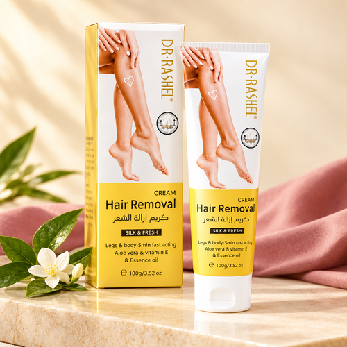 Crema depilatoria Dr. Rashel Silk & Fresh en vista de tres cuartos con iluminación premium